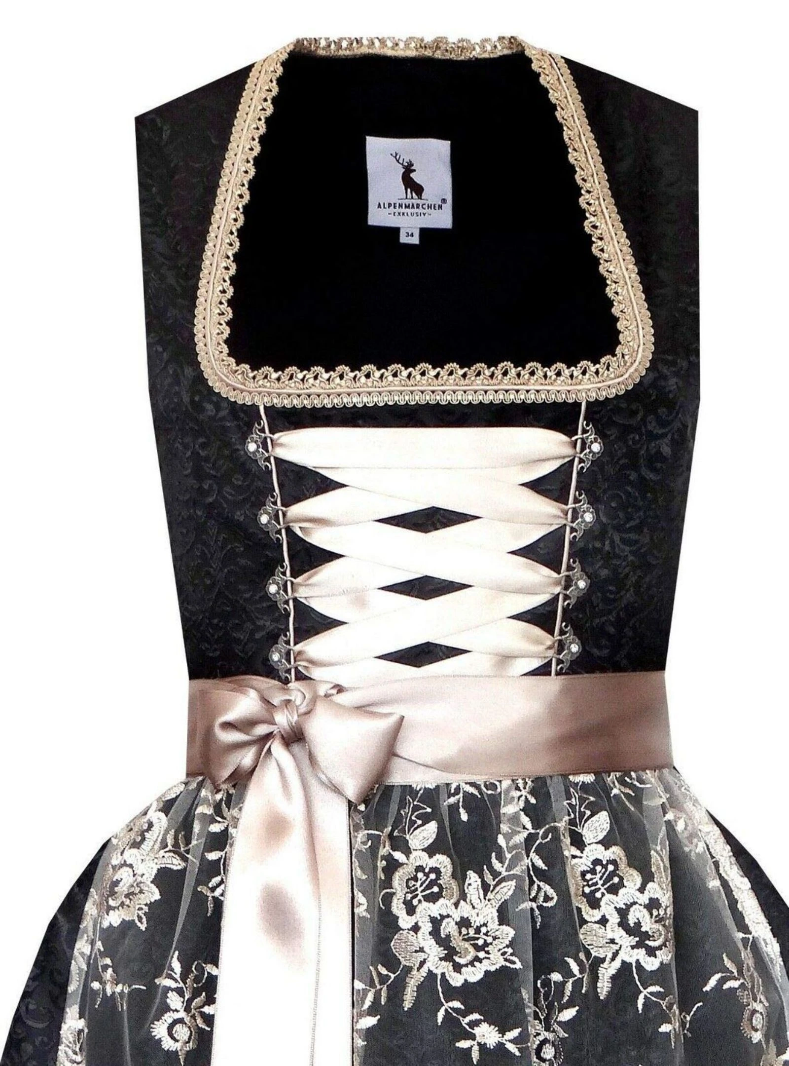 Alpenmärchen Dirndl midi com avental de renda – Tamanho 48 – photo 3